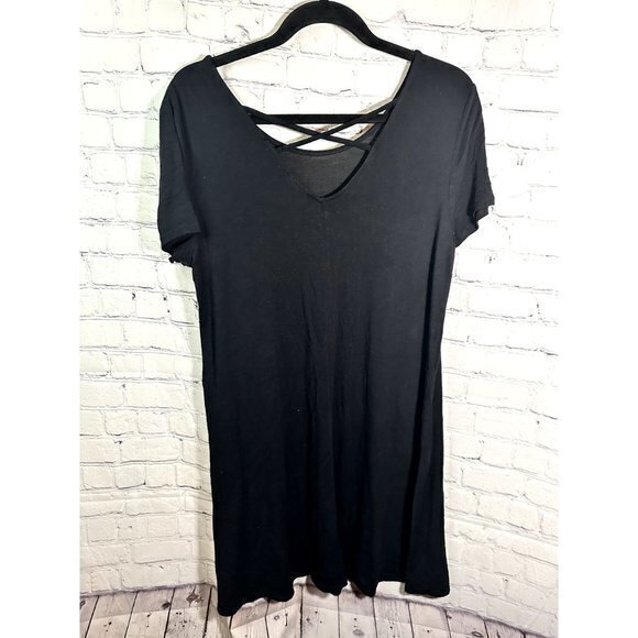 MOSSIMO LADIES SUPER SOFT MIDI LENGTH BLACK DRESS (L)   EUC    F-281 - Picture 2 of 4